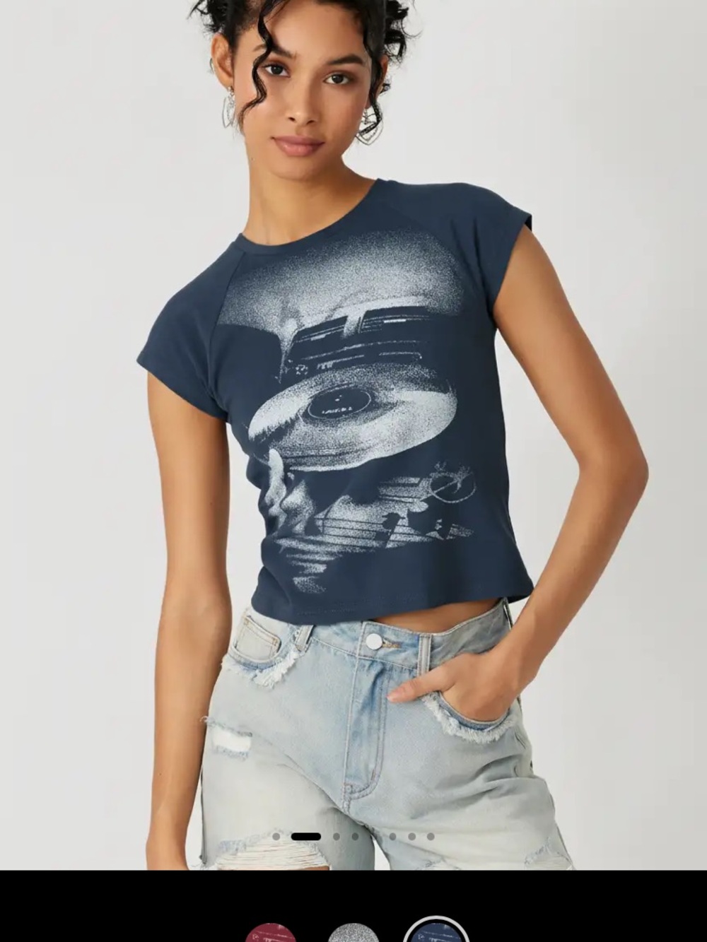Cider Navy Crop Tee with white Graphic